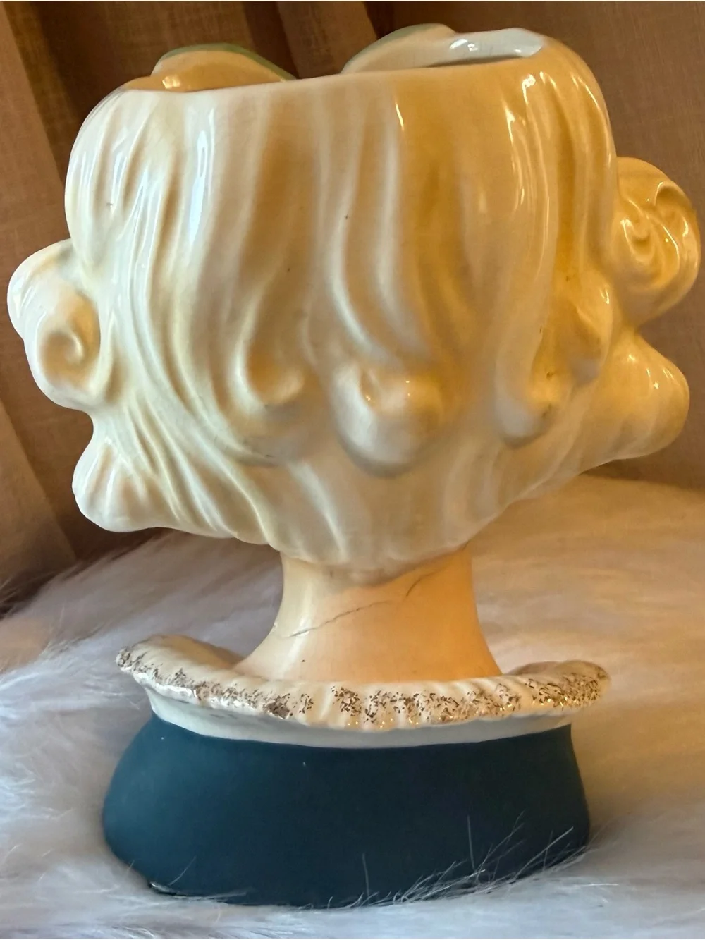 Vintage Nippon Yoko Boeki Co. Lady Head Vase Blue Vtg Japan 1960s
